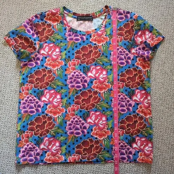 Peruvian Connection Kaffe Fassett Chelsea Floral Polka Dot Multicolor Top Size S - Picture 6 of 7